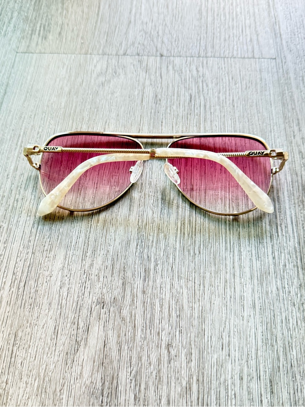 quay australia high key twist adorned pink & gold aviator sunglasses eyewear NEW - Picture 2 of 3